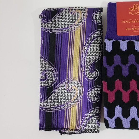 Necktie Hanky Socks Box Set by R Lewis RG01 Purple - Picture 3 of 7